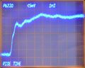 Using the 250 mm alligator ground lead - severe pulse distortion, rise time ~3 ns (115 MHz)!