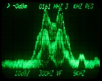 7L13 displaying a POCSAG FSK signal at 162 MHz (variable persistence storage on a 7623)