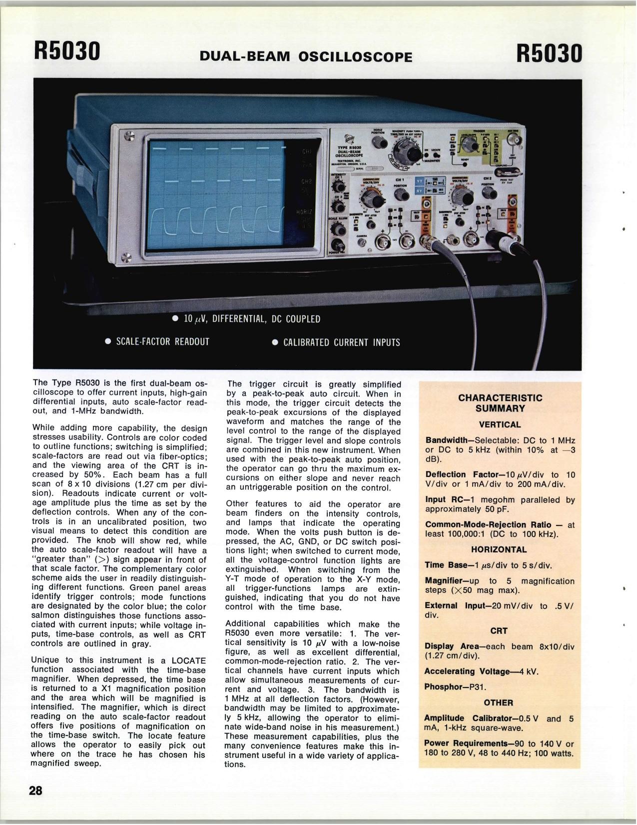 Tektronix R5030 in 1969 Catalog (internal link, PDF)