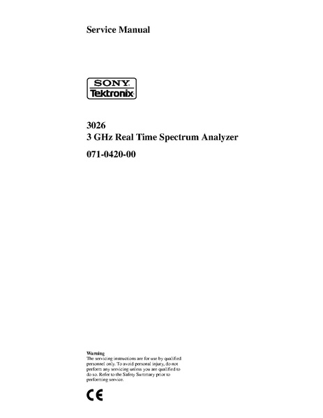 File:071-0420-00 Sony-Tek 3026 Service Manual.pdf - TekWiki
