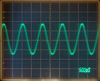 A 7B92A (B098xxx) triggering a 974 MHz sine applied via 067-0587-02 calibration fixture (7904 mainframe)