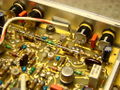 Detail of output amplifier. Trimmer capacitors for high frequency compensation.