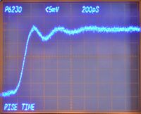 P6230 Rise time measured on a 7S12 with S-52 and S-4 heads, P6230 ground sleeve connected directly at S-52 output (no ground lead)